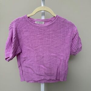Free Assembly Purple Ribbed Short Sleeve Top size M(7/8) kids
